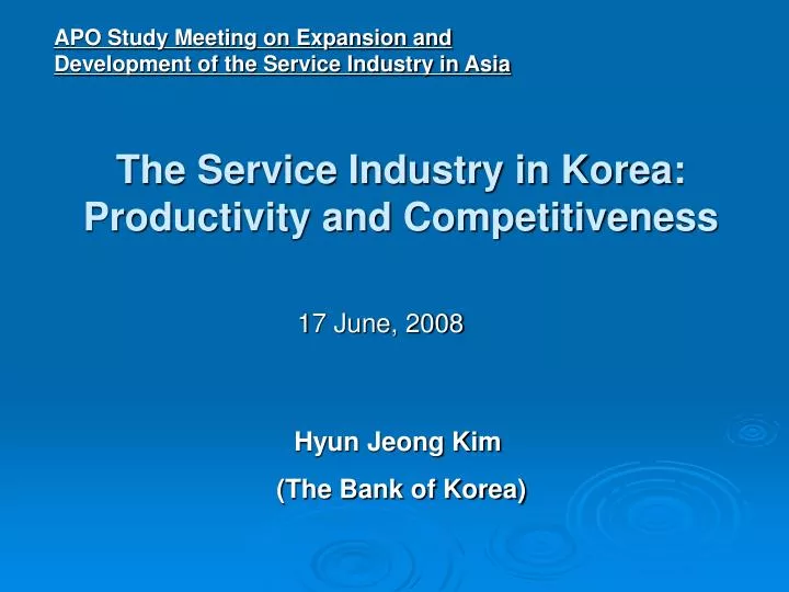 the service industry in korea productivity and competitiveness