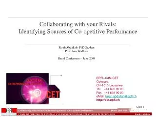 Collaborating with your Rivals: Identifying Sources of Co-opetitive Performance