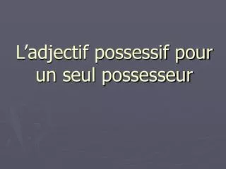 l adjectif possessif pour un seul possesseur
