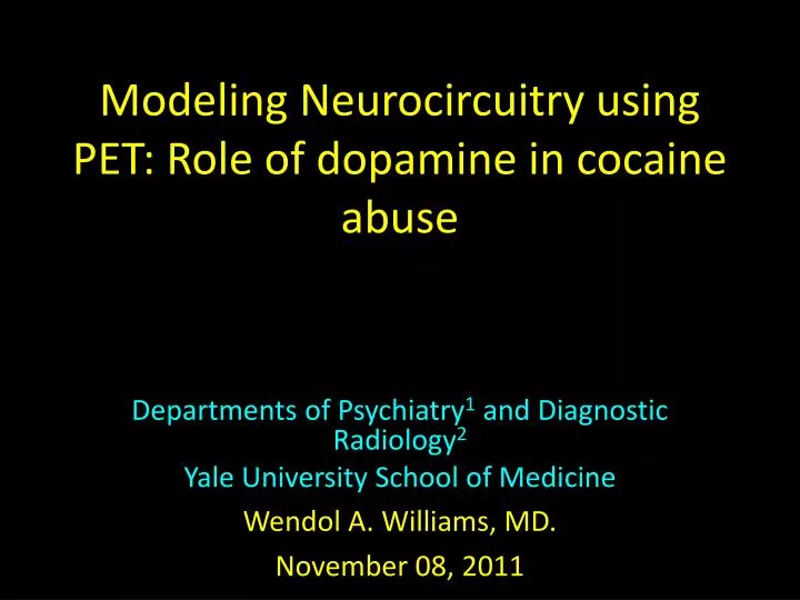 modeling neurocircuitry using pet role of dopamine in cocaine abuse
