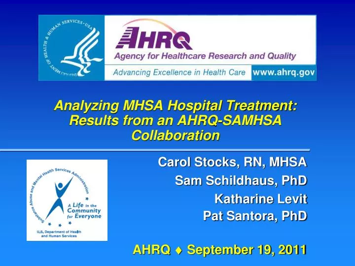 analyzing mhsa hospital treatment results from an ahrq samhsa collaboration