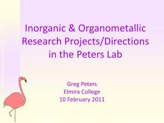 Inorganic &amp; Organometallic Research Projects/Directions in the Peters Lab