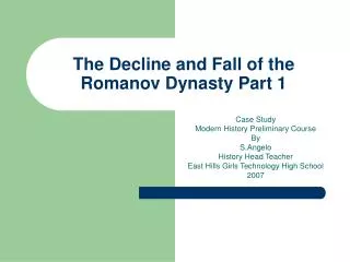 The Decline and Fall of the Romanov Dynasty Part 1