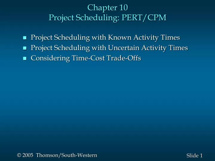 chapter 10 project scheduling pert cpm