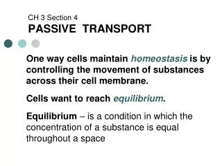 CH 3 Section 4 PASSIVE TRANSPORT