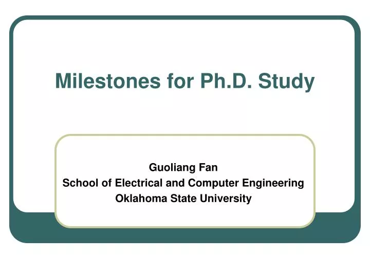 milestones for ph d study
