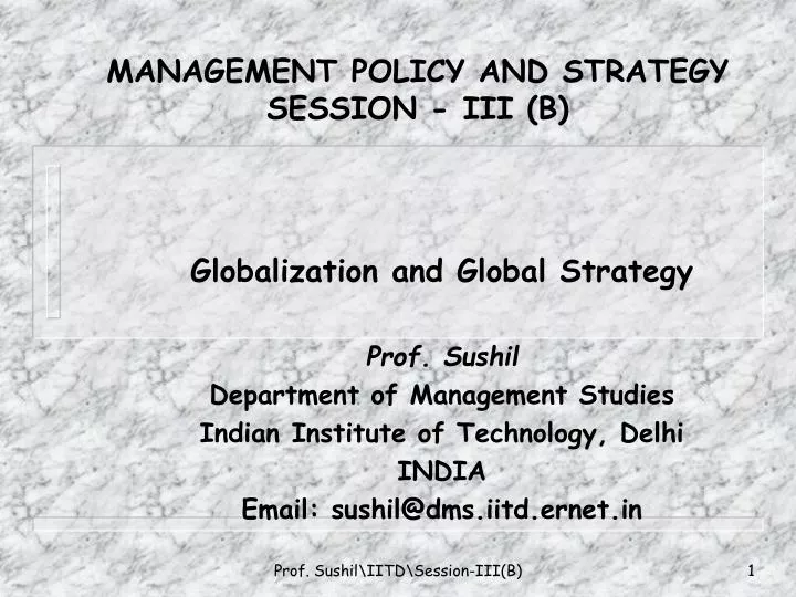 management policy and strategy session iii b