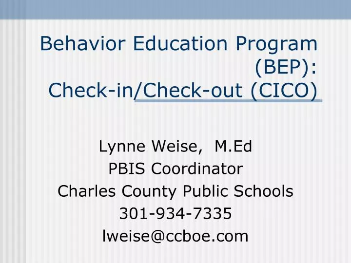 behavior education program bep check in check out cico