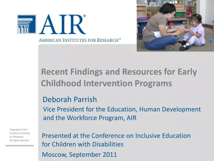 recent findings and resources for early childhood intervention programs