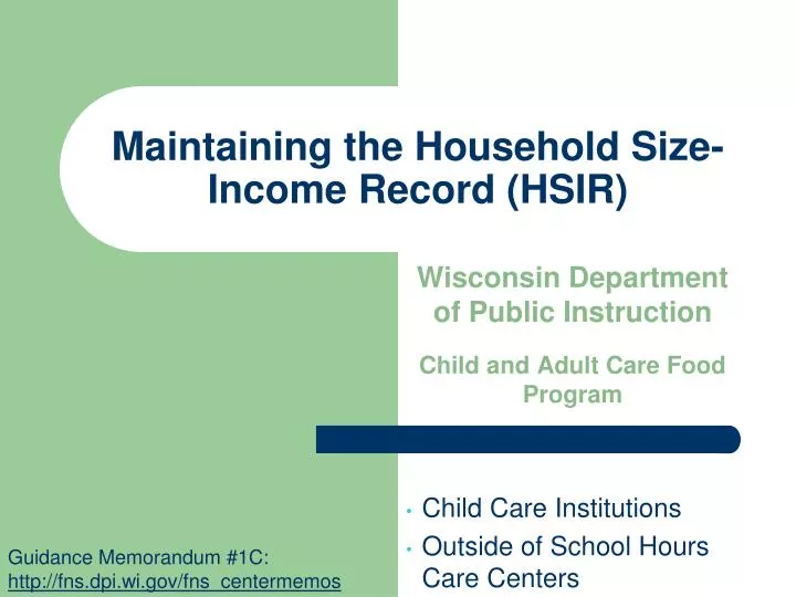 maintaining the household size income record hsir