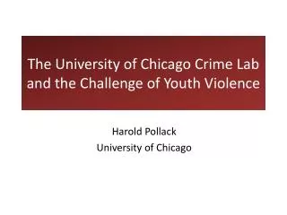 The University of Chicago Crime Lab and the Challenge of Youth Violence