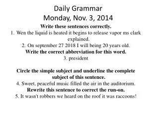 Daily Grammar Monday, Nov. 3, 2014