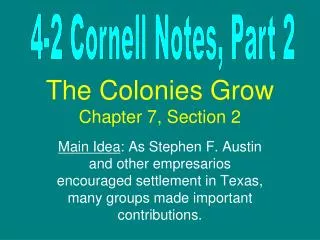 The Colonies Grow Chapter 7, Section 2