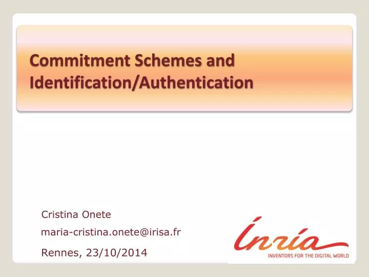 commitment schemes and identification authentication