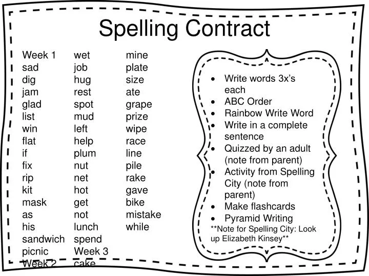 spelling contract