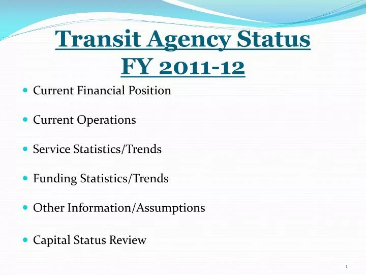 transit agency status fy 2011 12