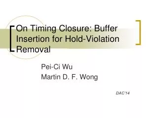 On Timing Closure: Buffer Insertion for Hold-Violation Removal