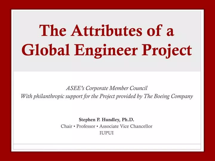 the attributes of a global engineer project
