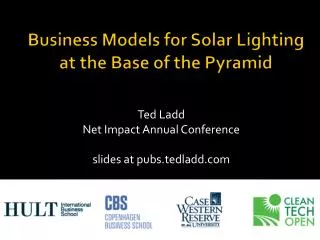 Business Models for Solar Lighting at the Base of the Pyramid