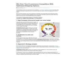 Win Over Your E-commerce Competitors with Optimized Shipping
