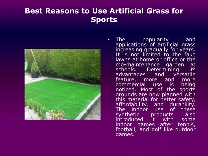 best reasons to use artificial grass for sports