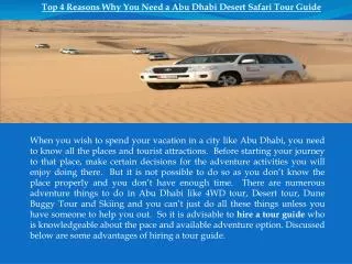 Top 4 Reasons Why You Need a Abu Dhabi Desert Safari Tour Gu
