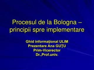 procesul de la bologna principii spre implementare