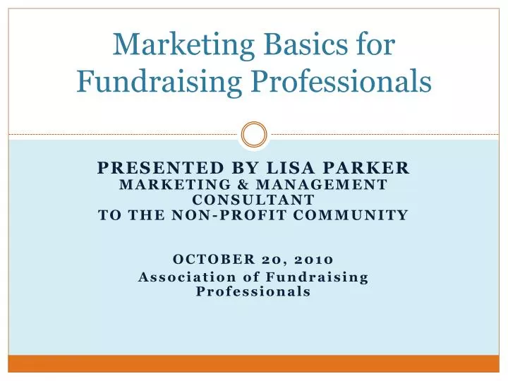 marketing basics for fundraising professionals