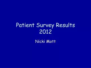Patient Survey Results 2012