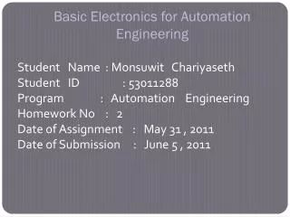 Basic Electronics for Automation Engineering