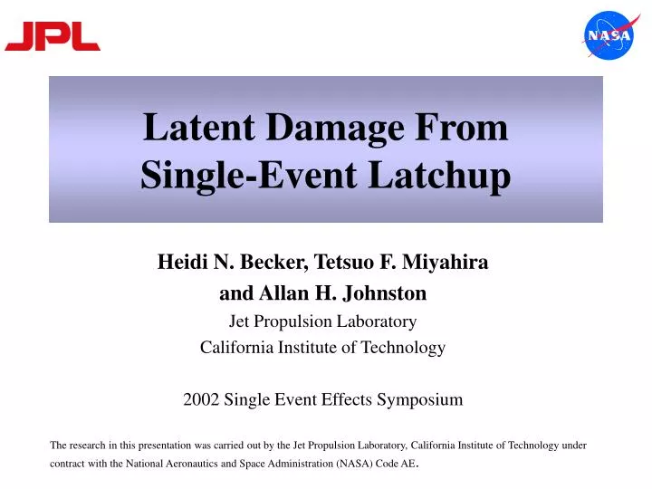 latent damage from single event latchup