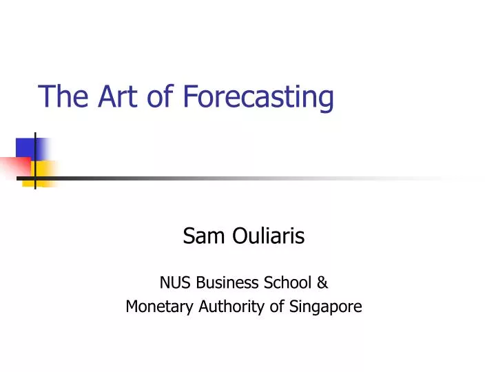 the art of forecasting