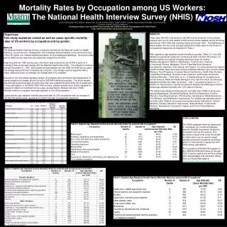 Mortality Rates by Occupation among US Workers: The National Health Interview Survey (NHIS)