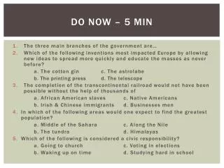 do now 5 min