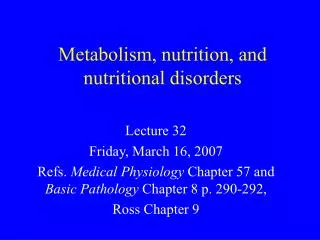 metabolism nutrition and nutritional disorders