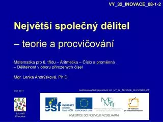 Největší společný dělitel – teorie a procvičování