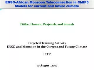 ENSO-African Monsoon Teleconnection in CMIP5 Models for current and future climate