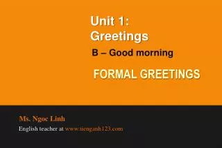 Unit 1: Greetings