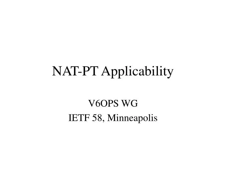 nat pt applicability