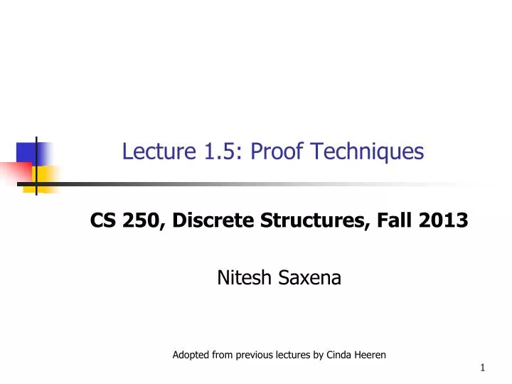lecture 1 5 proof techniques