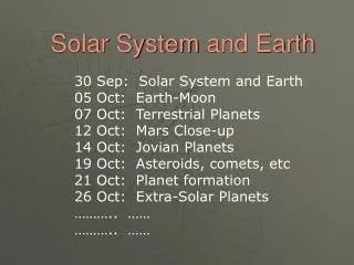 Solar System and Earth