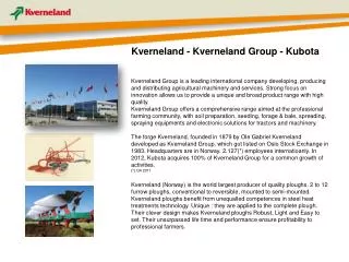 Kverneland - Kverneland Group - Kubota