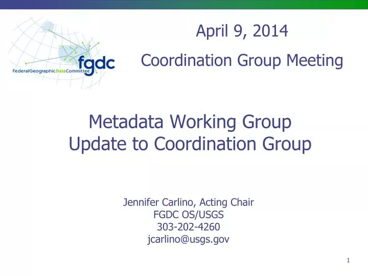 metadata working group update to coordination group