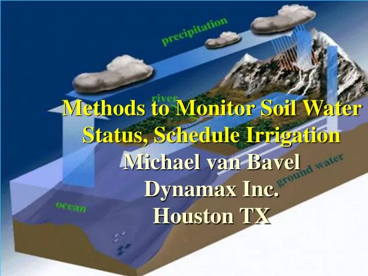 methods to monitor soil water status schedule irrigation michael van bavel dynamax inc houston tx