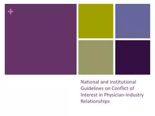 National and Institutional Guidelines on Conflict of Interest in Physician-Industry Relationships