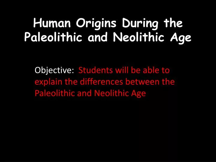 human origins during the paleolithic and neolithic age
