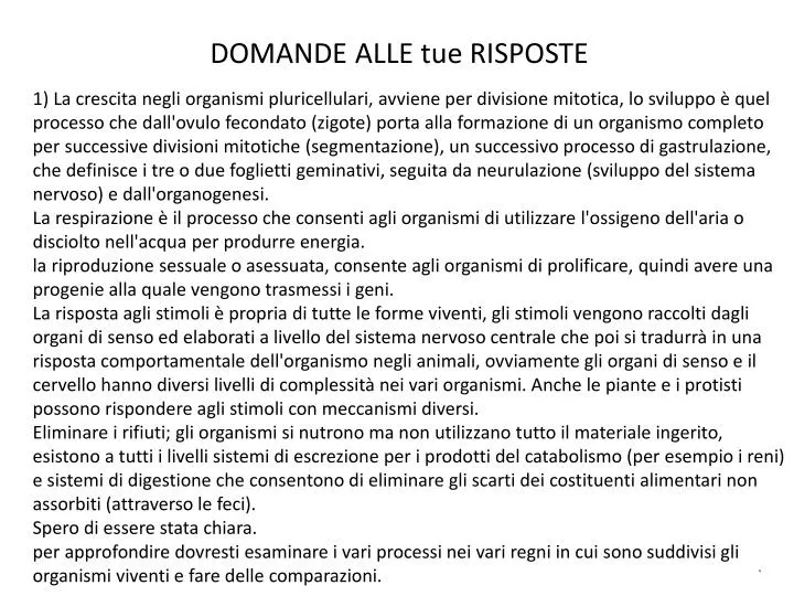 domande alle tue risposte