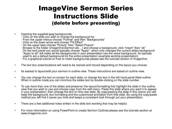sermon series instructions