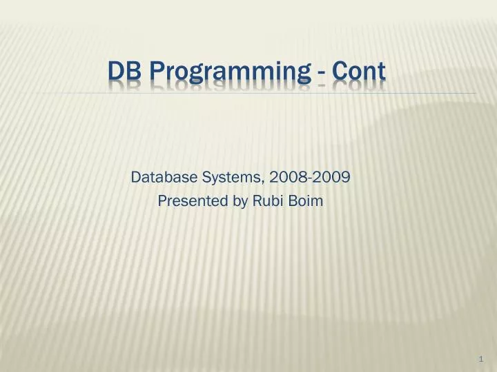 db programming cont
