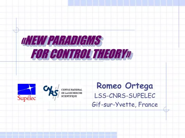 new paradigms for control theory